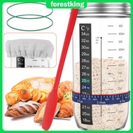 6Pcs Sourdough Starter Jar Kit with Scale Thermometer Heat Resistant Sourdough Starter Container Cle
