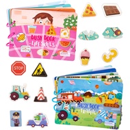 2 Pack DIY Quiet Book for Toddlers, Montessori Busy Book for Kids, Vehicle Life Skill Preschool Lear