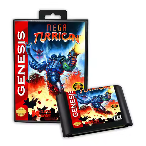 Mega Turrican USA Cover Game for SEGA MD Mega Drive Genesis Consoles Game Cartridge Box Manual