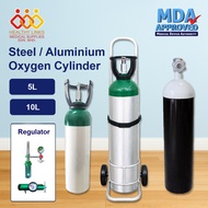 Aluminium Oxygen Tank 5L / 10L OR Steel Oxygen Tank 10L + Regulator + Nasal Oxygen Cannula