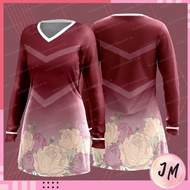 JERSEY MUSLIMAH FAZZ FZB08 - BUNGA ROSE MAROON FLORAL JERSEY