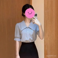 Xueda Debate Shirt - Short Sleeve Professional Women’s Interview Shirt, Blue