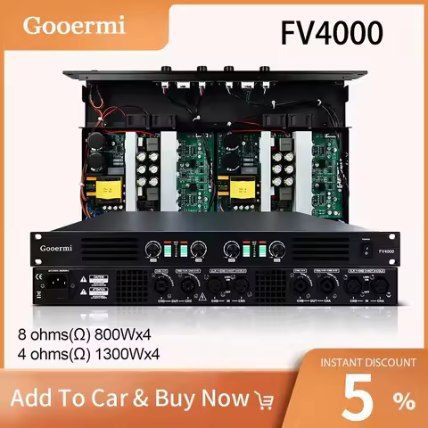 Gooermi FV4000 1U Digital Amplifier 2/4 Channel 800W Power Amplifier Stereo Sound System Pro Audio C
