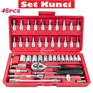 46 Pcs Socket Wrench Set Full Set 1/4 Socket + Shock Screwdriver Set 46 Pcs Screwdriver Set 46 Socke