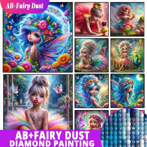 AB Fairy Dust 2025 Diamond Painting Flower Fairy Girl Elf Full Square Portrait Mosaic Picture Of Rhi