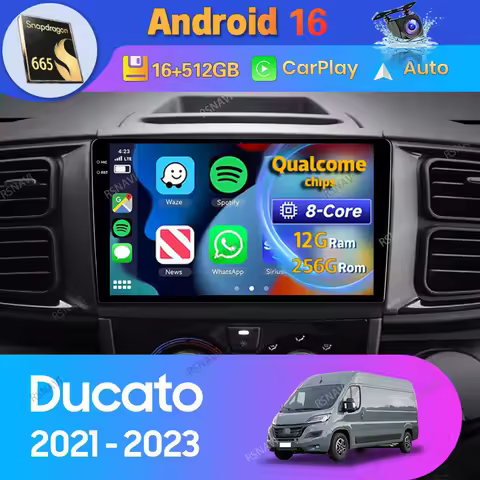 Android 16 Car Radio For Fiat Ducato Van L3H2 2021 2022 2023 Carplay Auto BT Navigation DSP 360 Came