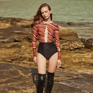 [Coralist Swimwear] ชุดว่ายน้ำวันพีชแขนยาว rash guard รุ่น Kira สี Wood Crust (CREX262)