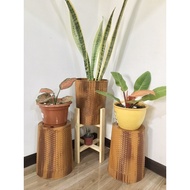 BIG POTS FOR PLANTS (RATTAN PLASTIC BROWN, CLEAR BROWN, METALLIC LIKE)