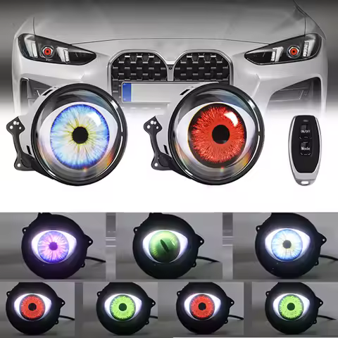 2PCS Headlight LED Dynamic Devil Eyes Lights 12V-36V Car Headlight Lens Retrofit Eyes Light With Rem