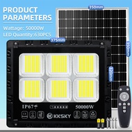 KKSKY ไฟโซล่าเซลล์ 20000W 50000W 80000W โซล่าเซลล์ไฟLED ไฟสปอร์ตไลท์ Solar Light แสงขาว กันน้ำIP67 ร