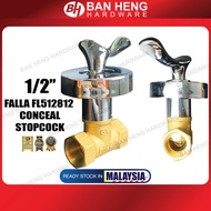 FALLA FL5121 S2 1/2" Concrete Stop Cock Full Turn Copper Brass Wall Flange Shower Stopcock Concealed