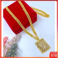 RANTAI Leher Lipan Pasir & Loket (Labuh 70cm) Emas KOREA Cop 916 Necklaces