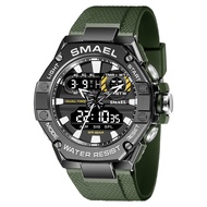 SMAEL Sport Watch for Man Dual Time Wristwatch Young Men Led Light Alarm 8066 Fashion Multi-color Wa