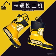 ZzChildren's Rain Boots Cartoon Car Excavator Rain Boots Boy Non-Slip Waterproof Rubber Shoes Kindergarten Shoe Cover Co