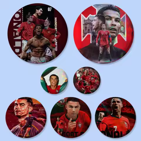 C-Cristiano R-Ronaldo CR7 Tinplate S Badges 25 32 44 58 75 Mm Round Cosplay Pin Bag Decor Fans Colle