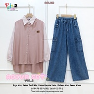 Setelan Atasan Kemeja Lengan Panjang Dan Celana Jeans Anak Remaja Perempuan 9-15T Adivaa Vol2 Set