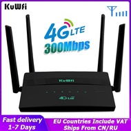 Kuwfi 4G Wifi Router 300Mbps Wireless SIM Router With SIM Card Slot Modem Support 32 User Wifi Repeater 4 Antennas VPN Setting