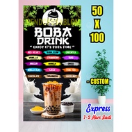 Boba Drink Banner 50X100, Boba Drink Banner 50X100