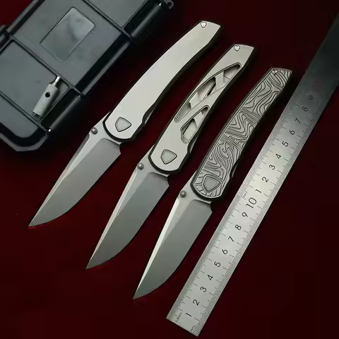 LEMIFSHE New Waka knife Titanium Handle 154CM Blade Ceramic Bearings Pocket EDC Tool Camping Hunt Ou