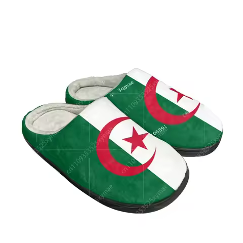 Algerian Flag Home Cotton Custom Slippers Mens Womens Sandals Algeria Plush Bedroom Casual Keep Warm