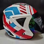 HELM GHM VISTA MOTIF kaca pelangi motif carbon white