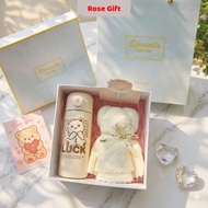 Gift Set Bear Towel Thermos Bottle Birthday Gift for Exquisite Colleague Girlfriend