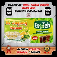 Spanduk Banner jualan es jagung hawai dan es teh bersatu banner backdrop es jagung hawai es teh vira