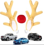 汽車用 聖誕節 鹿角裝飾 聖誕裝飾 車頭鹿角 汽車鹿角 杏色有耳仔