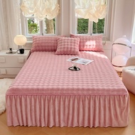 SUNLIGHT HOME ผ้าปูที่นอนกำมะหยี่ลูกไม้ผ้าปูที่นอนนุ่มพร้อมผ้าระบายขอบเตียงผ้าปูที่นอน6ฟุตผ้าปูที่นอ