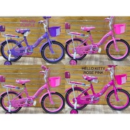 100% siap pasang ）basikal budak kids bike girls 16inch Hello Kitty with basket and carier good kuality
