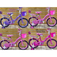 100% siap pasang ）basikal budak kids bike girls 16inch Hello Kitty with basket and carier good kuali