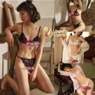 WANITA LINGERIE SEXY Mini Open Bikini transparan Renda G String Set Babydoll / LINGERIE SEXY Wanita 