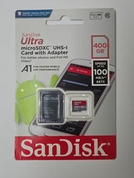 [全新未開] SanDisk Ultra A1 U1 C10 UHS-I microSDXC 記憶卡 with SD Adaptor 400GB [R:100], SDSQUAR