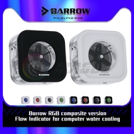 Barrow PC Water Cooling Flowmeter 5V ARGB Aluminum Alloy Panel Water Flow Meter RGB 3X G1/4'' Hole Black/White SLFV2-RGB