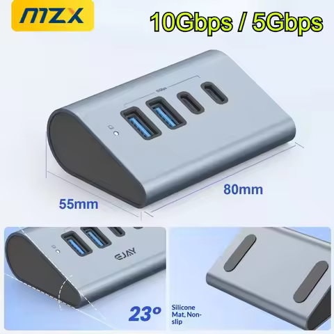 MZX 10G/5G USB 3.2 Gen 2 Hub Docking Station Aluminum Alloy 23° Sloping Expansion Dock Tipo C 3 0 PC