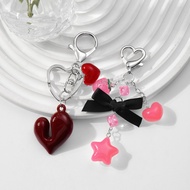 Korean Style Exquisite Acrylic Heart Star Strawberry Bow Keychain Ins Style Tassel Bag Pendant Keych