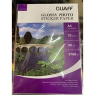 Quaff A4 Glossy Photo Sticker Inkjet Paper 90gsm