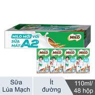 Sữa lúa mạch ít đường NESTLE MILO sữa mát A2 hộp 110ml