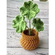 Desktop 4-Leaf Clover Pot, Lucky 4-Leaf Clover Made of Wool