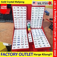 【Ready Stock】Hong Kong Gold Crystal 4-Players Mahjong 香港皇冠水晶 金色 四人麻将 马来西亚麻将 马来麻将牌 带红飞字!!!#2049
