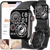 Blood Glucose Smart Watch, 2023 New Fitness Tracker with Blood Sugar Pressure Spo2 Heart Rate Monitor, Pulse Magnetic Massage Function Smart Wrist Watch,Black