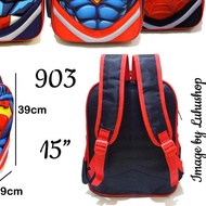 Elementary School Bag / Kindergarten School Backpack Boys Superhero Muscle Embossed Batman Spiderman Captain