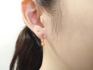 極簡幾何 天然寶石級珊瑚 14K GF 包金 小直管長方開口耳環