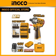 INGCO ไขควงกระแทก 170Nm 16V แบต 16V 2 ก้อน แท่นชาร์จ COSLI241083