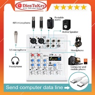 Bộ Trộn Âm Thanh Mixer E4 Có Bluetooth 4 kênh 88 88 hiệu ứng DSP Hỗ Trợ Nguồn 48v có thể Livestream