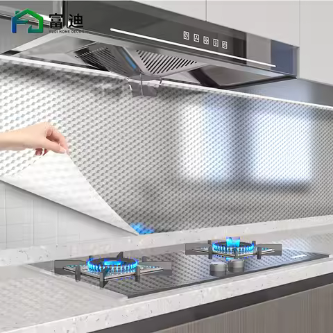 Self-adhesive Kitchen Oil-proof Sticker Stove Cabinet Waterproof Fireproof Wallpaper Aluminum Foil T
