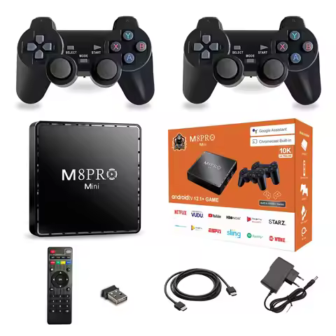 2025 M8 Pro Mini 4K 64G 10000 Retro Video Game Console 2.4G Wilress Controllers Android 12 TV Box Wi