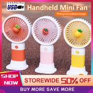 Fresh Fruit USB Mini Fan Portable USB Kipas Mini Cooling Strong Wind Rechargeable Handheld Mini Fan With Phone Stand