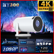 HY300 โปรเจคเตอร์ 4K Android สมาร์ท 11.0 LCD Ultra HD 8000 Lumens 5G WIFIบลูทูธโฮมเธียเตอร์ มินิโปรเ