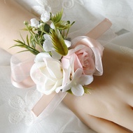Wedding Corsage Boutonniere Rose Artificial Flower Wrist Corsage Groom Boutonniere Flower Decor Girl